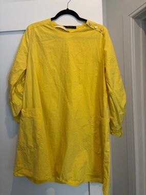 Zara Light Yellow Summer Dress with gathered sleeve design